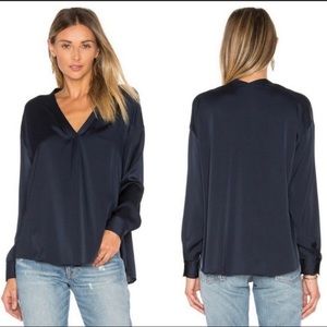 VINCE navy blue silk blouse 4